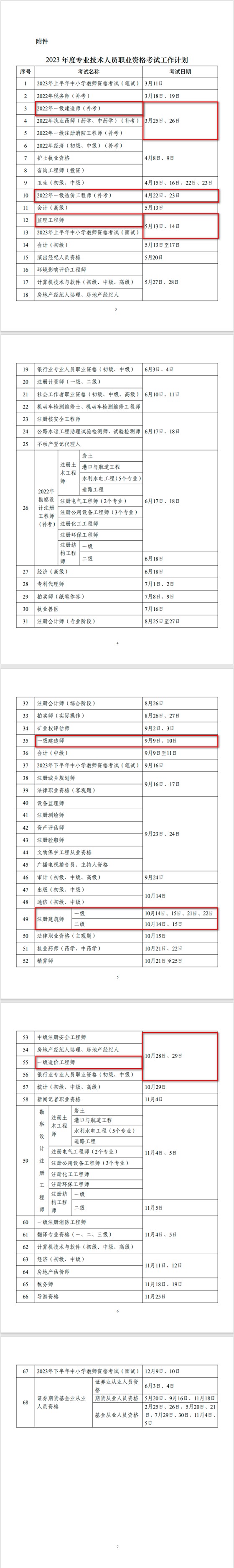 一建补考表