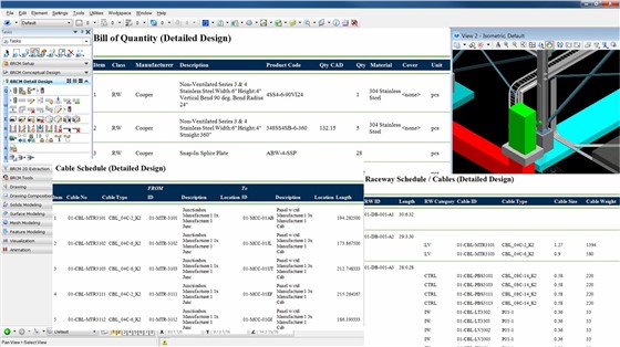 Generate cable and raceway bills of materials